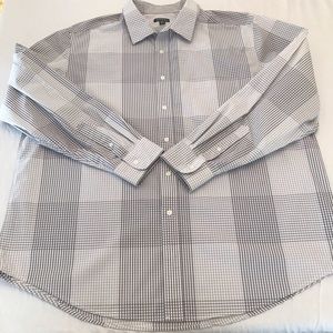George Casual Gray and White Button Down Long Sleeve Shirt, Size 2X 50-52, Men’s